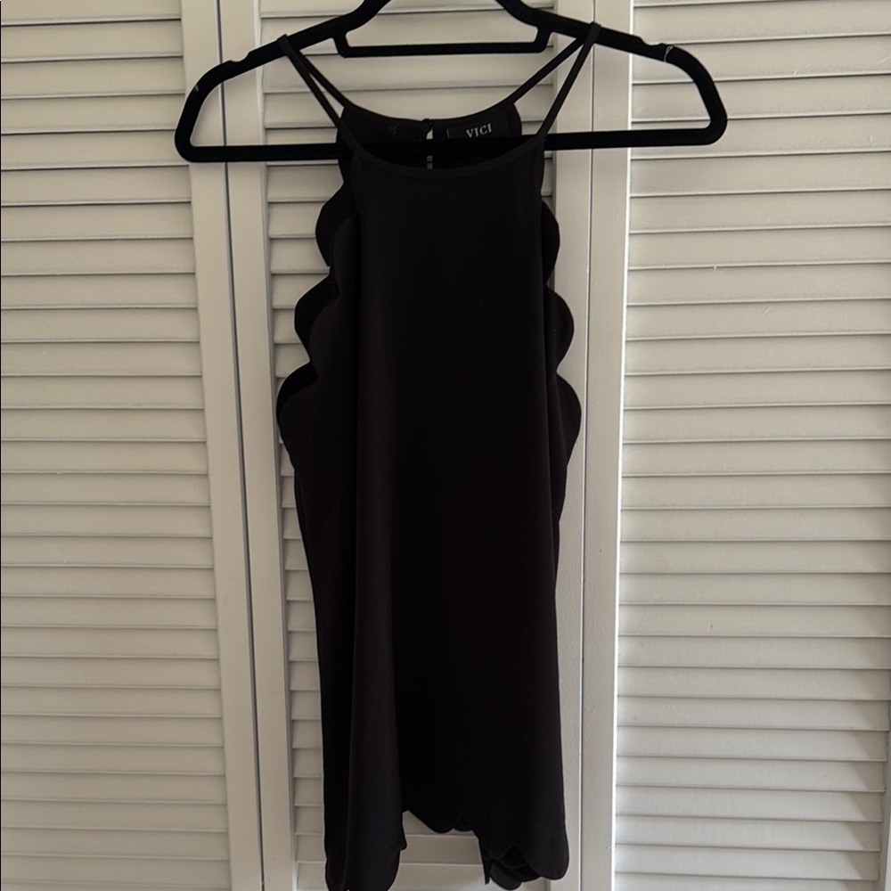 VICI Black Scalloped Top